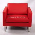 Cadeira de sofá de couro genuíno vermelho